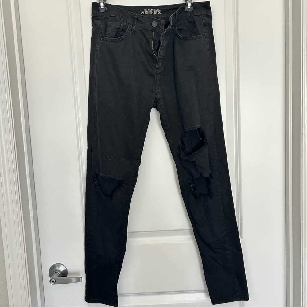 Target x Wild Fable (2) Black High Rise Distressed Skinny Ripped Jeans
